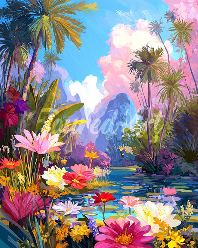Diamond Painting - Broderie Diamant - Lac tropical