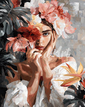 Charger l&#39;image dans la galerie, Diamond Painting - Broderie Diamant - Portrait de jeune fille fleurie