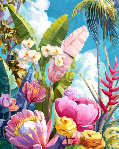 Diamond Painting - Broderie Diamant - Jardin tropical coloré