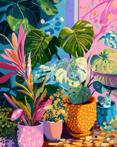 Diamond Painting - Broderie Diamant - Plantes d'Intérieur dans un Coin