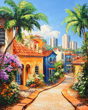 Charger l'image dans la galerie, Diamond Painting - Broderie Diamant - Ville tropicale à flanc de colline