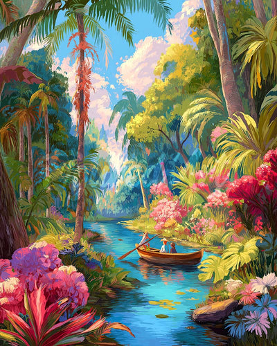 Diamond Painting - Broderie Diamant - Voyage tropical en bateau