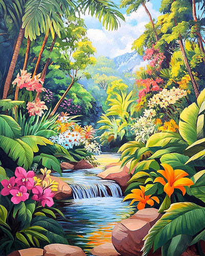 Diamond Painting - Broderie Diamant - Cascade tropicale