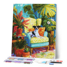 Charger l'image dans la galerie, Broderie Diamant - Plantes tropicales et Chien