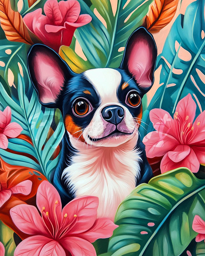 Diamond Painting - Broderie Diamant - Chiot tropical