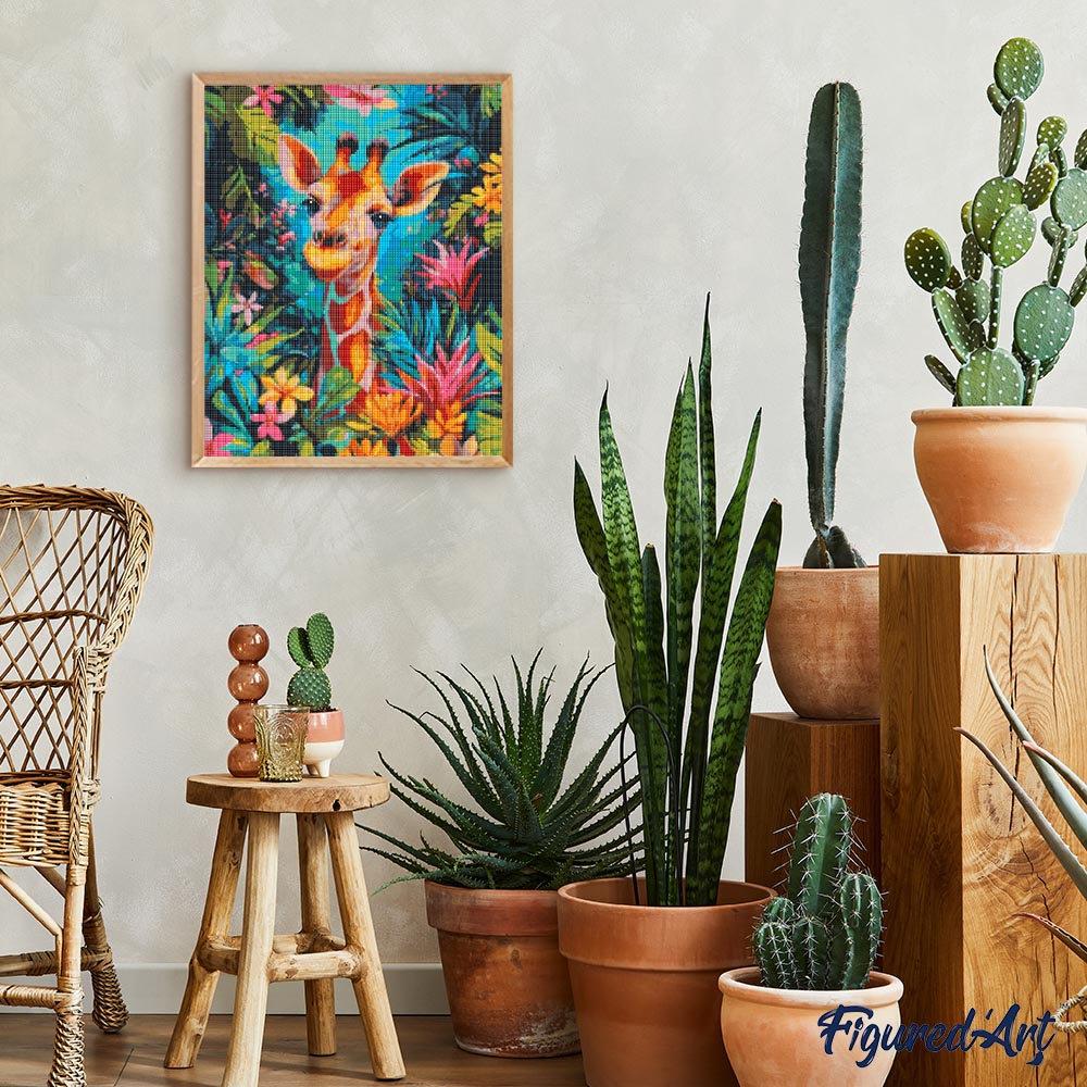 Kit Diamond Painting Girafe - 30x40 Cm - Art Par Numéros Avec Strass - Activité Créative Pour Adultes Et Enfants - 7