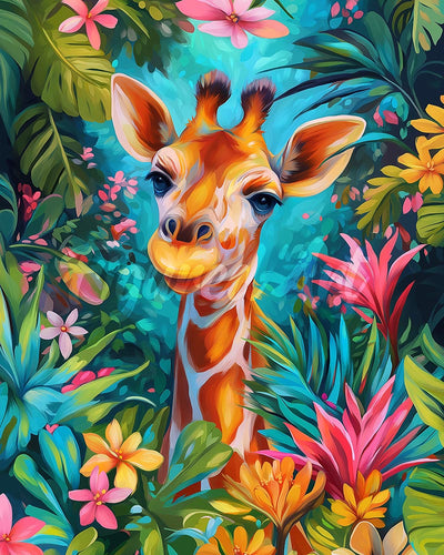 Diamond Painting - Broderie Diamant - Girafe tropicale