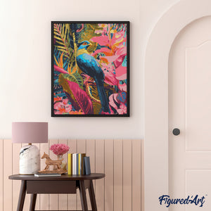 Broderie Diamant - Oiseau bleu tropical