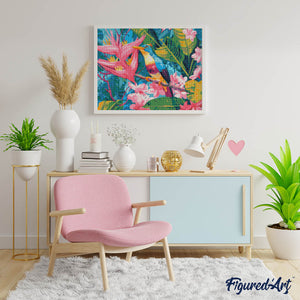 Broderie Diamant - Oiseau de la jungle tropicale