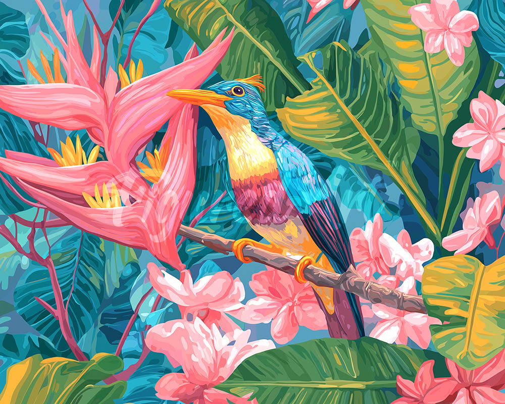 Diamond Painting - Broderie Diamant - Oiseau de la jungle tropicale
