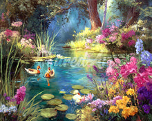 Charger l&#39;image dans la galerie, Diamond Painting - Broderie Diamant - Lac fleuri