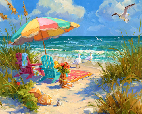 Diamond Painting - Broderie Diamant - Rivage d'été