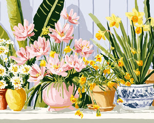 Diamond Painting - Broderie Diamant - Pots de fleurs pastel