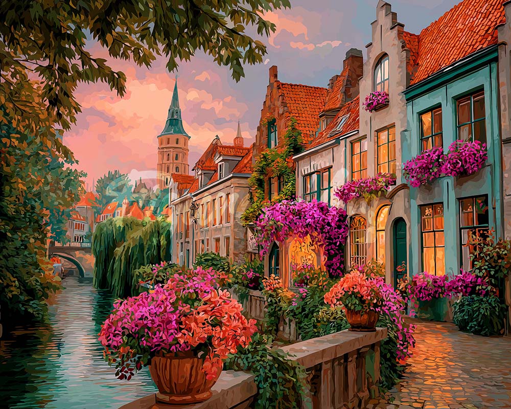 Diamond Painting - Broderie Diamant - Maisons sur le Canal
