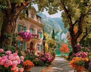 Diamond Painting - Broderie Diamant - Villa Fleurie au Bord du Lac