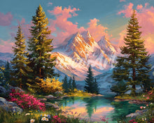 Charger l&#39;image dans la galerie, Diamond Painting - Broderie Diamant - Lueur Alpine au Coucher du Soleil