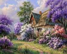 Charger l&#39;image dans la galerie, Diamond Painting - Broderie Diamant - Cottage au Jardin de Lilas