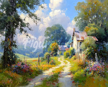 Charger l&#39;image dans la galerie, Diamond Painting - Broderie Diamant - Chemin de Campagne en Fleurs