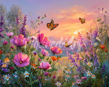 Charger l&#39;image dans la galerie, Diamond Painting - Broderie Diamant - Coucher du Soleil parmi les Fleurs