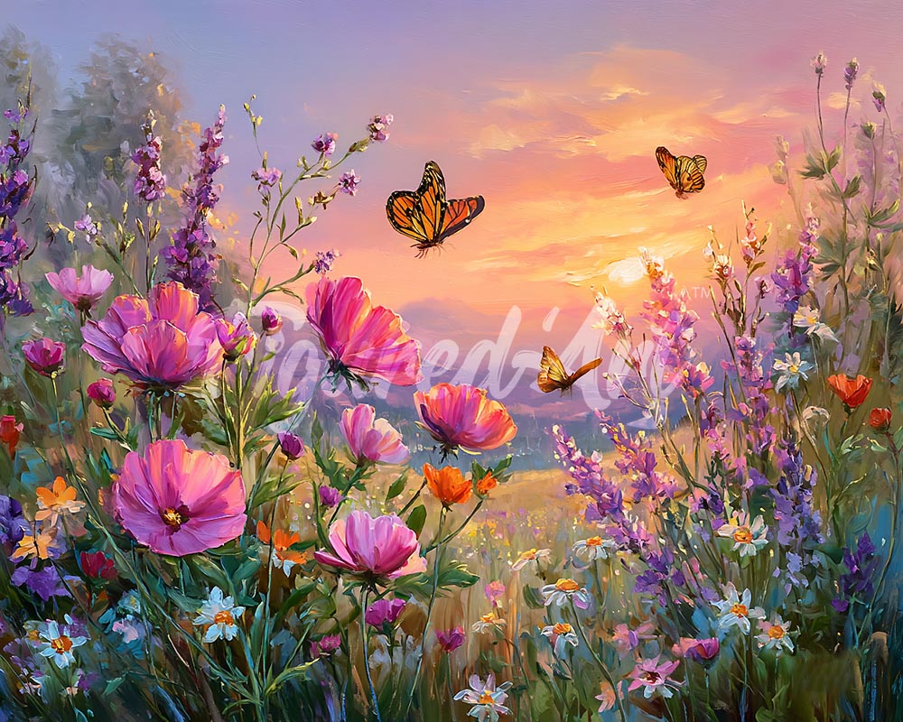 Diamond Painting - Broderie Diamant - Coucher du Soleil parmi les Fleurs