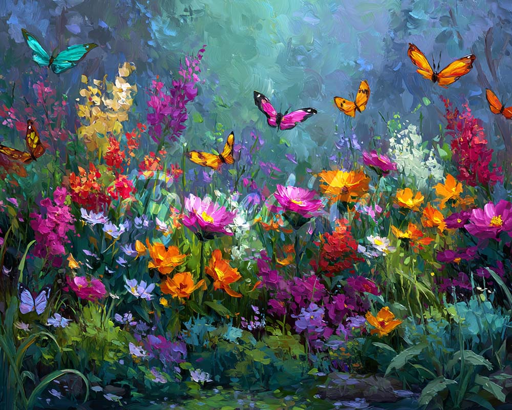 Diamond Painting - Broderie Diamant - Jardin et Papillons Colorés
