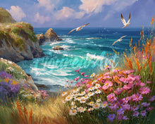 Charger l&#39;image dans la galerie, Diamond Painting - Broderie Diamant - Vue sur l’Océan et Fleurs
