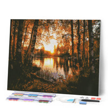 Charger l'image dans la galerie, Broderie Diamant - Lac aux Bouleaux Dorés