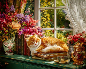 Diamond Painting - Broderie Diamant - Fenêtre cosy et Chat