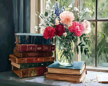 Charger l'image dans la galerie, Diamond Painting - Broderie Diamant - Livres Anciens et Fleurs