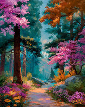 Charger l&#39;image dans la galerie, Diamond Painting - Broderie Diamant - Sentier Forestier en Fleurs
