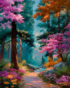 Diamond Painting - Broderie Diamant - Sentier Forestier en Fleurs