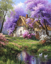 Charger l&#39;image dans la galerie, Diamond Painting - Broderie Diamant - Cottage et Jacarandas