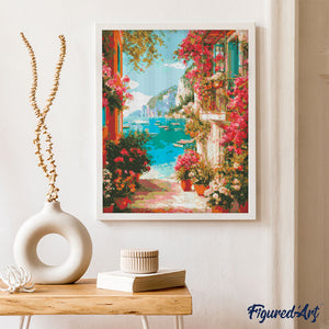 Broderie Diamant - Vue sur la Riviera Italienne