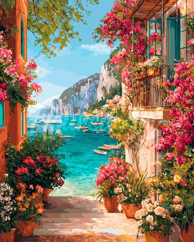 Diamond Painting - Broderie Diamant - Vue sur la Riviera Italienne