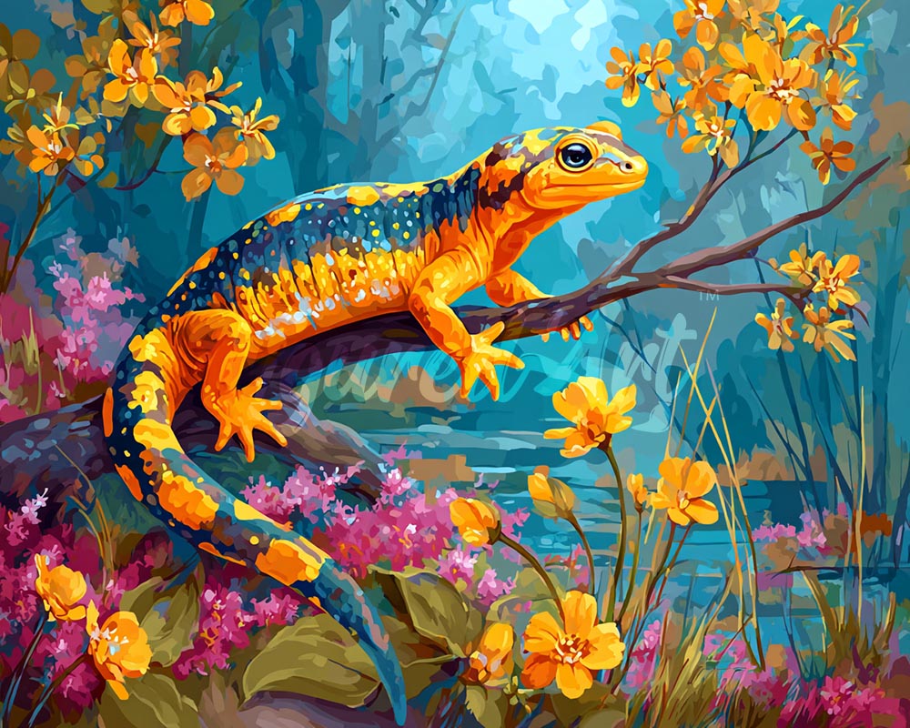 Diamond Painting - Broderie Diamant - Salamandre Dorée
