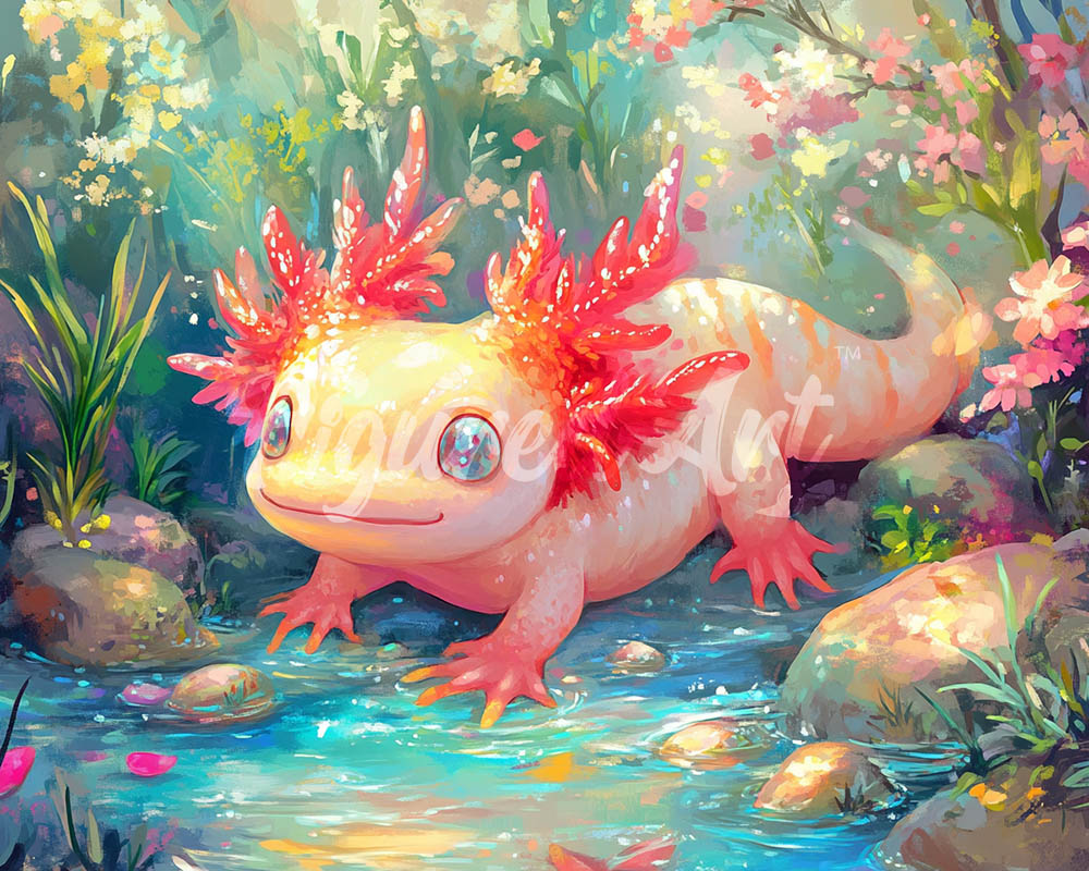 Diamond Painting - Broderie Diamant - Axolotl au Soleil