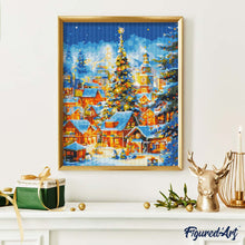 Charger l'image dans la galerie, Broderie Diamant - Village de Noël Étincelant 40x50cm toile tendue sur châssis
