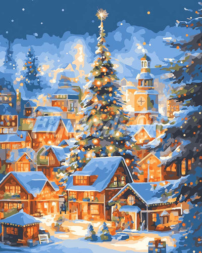 Diamond Painting - Broderie Diamant - Village de Noël Étincelant
