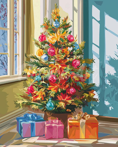 Diamond Painting - Broderie Diamant - Sapin de Noël Lumineux 40x50cm toile tendue sur châssis