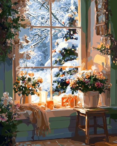 Diamond Painting - Broderie Diamant - Hiver Romantique 40x50cm toile tendue sur châssis