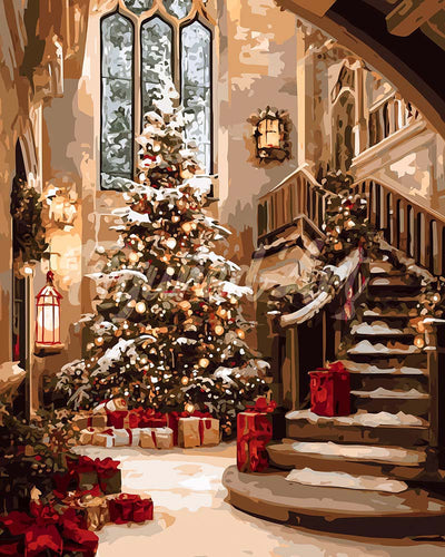 Diamond Painting - Broderie Diamant - Grand Hall de Noël 40x50cm toile tendue sur châssis