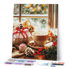 Charger l'image dans la galerie, Broderie Diamant - Pause Café de Noël 40x50cm toile tendue sur châssis
