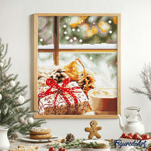 Charger l'image dans la galerie, Broderie Diamant - Pause Café de Noël 40x50cm toile tendue sur châssis