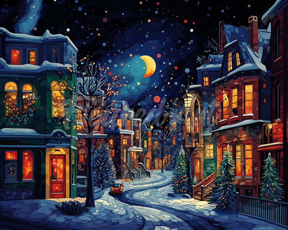 Diamond Painting - Broderie Diamant - Croissant d'Hiver 40x50cm toile tendue sur châssis