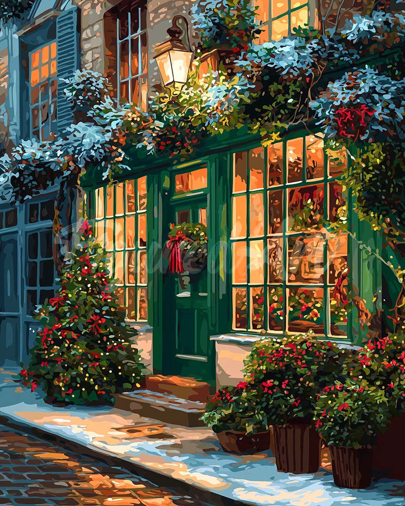Diamond Painting - Broderie Diamant - Porte Verte Festive