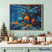 Charger l&#39;image dans la galerie, Broderie Diamant - Sapin Bleu et Boules