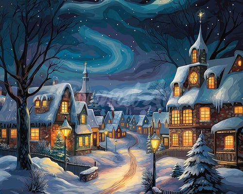 Diamond Painting - Broderie Diamant - Village de Noël Étoilé