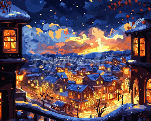 Diamond Painting - Broderie Diamant - Nuit d'Hiver Lumineuse