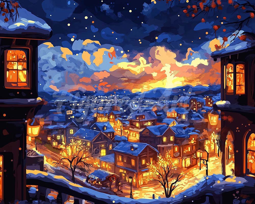 Diamond Painting - Broderie Diamant - Nuit d'Hiver Lumineuse