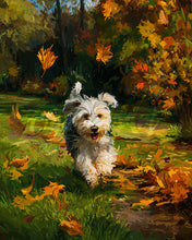 Charger l&#39;image dans la galerie, Diamond Painting - Broderie Diamant - Chiot joyeux en automne